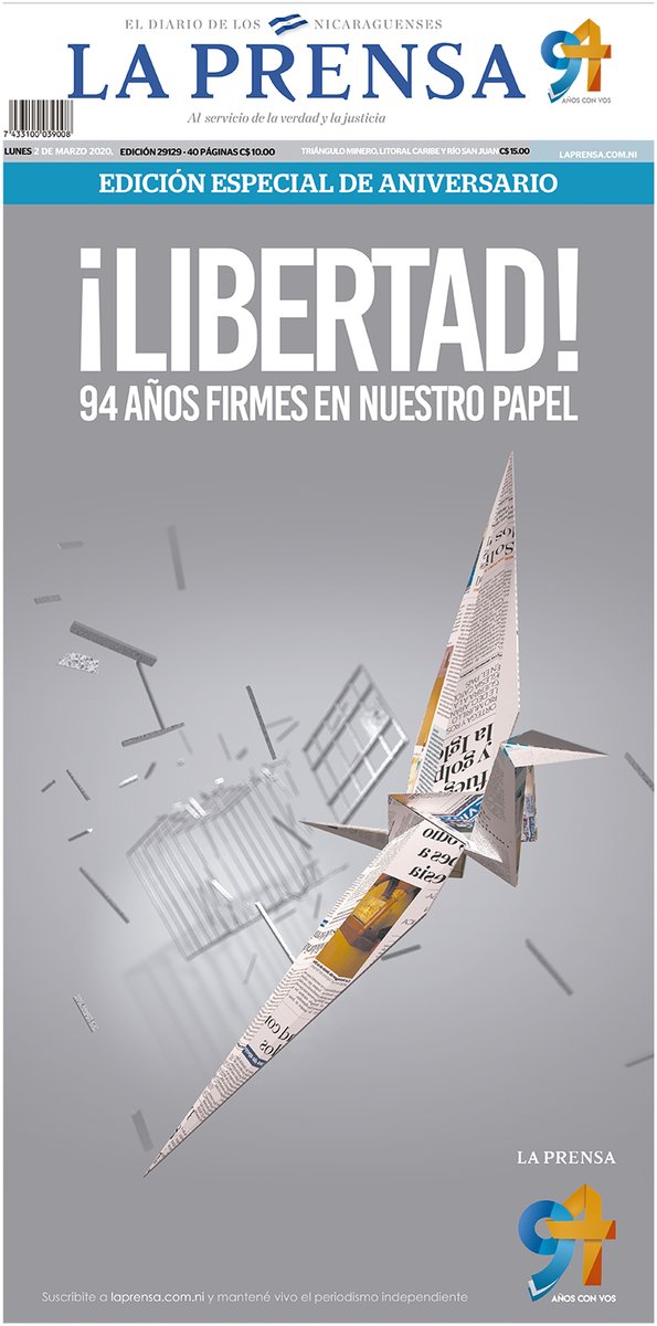 laprensa's tweet photo. ¡Buenos días, Nicaragua! Hoy cumplimos 94 años de mantener vivo el periodismo independiente 🇳🇮 https://t.co/S9b2mc65Gq #LP94 https://t.co/Ml1aUlobwp
