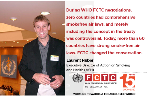 FCTCofficial's tweet image. .@AshOrg : Action on Smoking &amp;amp; Health is also joining the #FCTC15Years celebration ! 
In the picture, @LaurentHuber during the adoption of the WHO FCTC in 2003 at the World Health Assembly.
#FCTCSavesLives 
#UNTobaccoControl
who.int/fctc/cop/15yea…