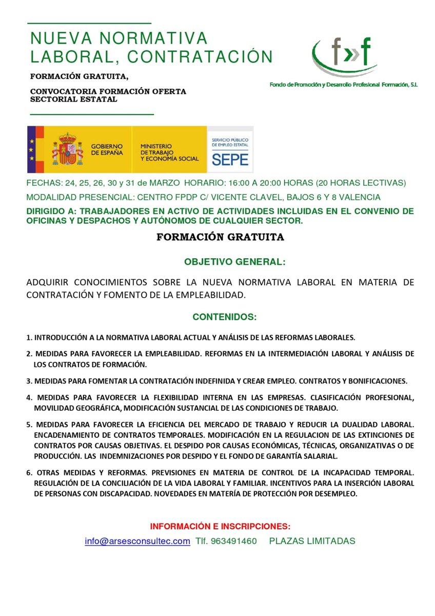 JoseMSimarro's tweet photo. NORMATIVA LABORAL Y CONTRATACION.
#CURSOGRATUITO INSCRIBETE
PLAZAS LIMITADAS https://t.co/swJFtVz6bL