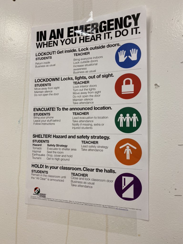 jschildkraut80's tweet photo. We are back bright and early training on the #StandardResponseProtocol from @iloveuguys. SRP is an all hazards emergency response plan that prepares schools not only for their very worst days but also other challenges they may face. For more info, visit https://t.co/F361d7T16y. https://t.co/LDkqVKMGDJ