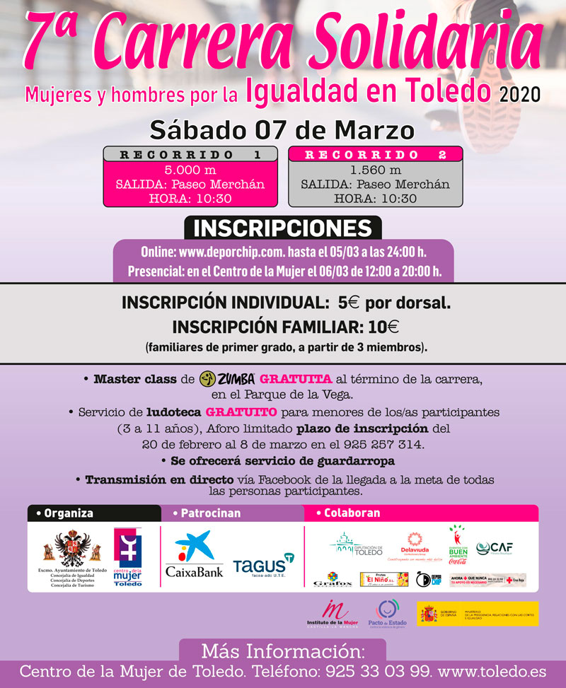 👉 Marzo ya está aquí, y con el llegan dos de las carreras más importantes de este mes.

⚠️ Recuerda que aun puedes inscribirte en la VII CARRERA MUJERES Y HOMBRES POR LA IGUALDAD EN TOLEDO y en la primera prueba de las MONTTRAIL SERIES: MORA 2020.