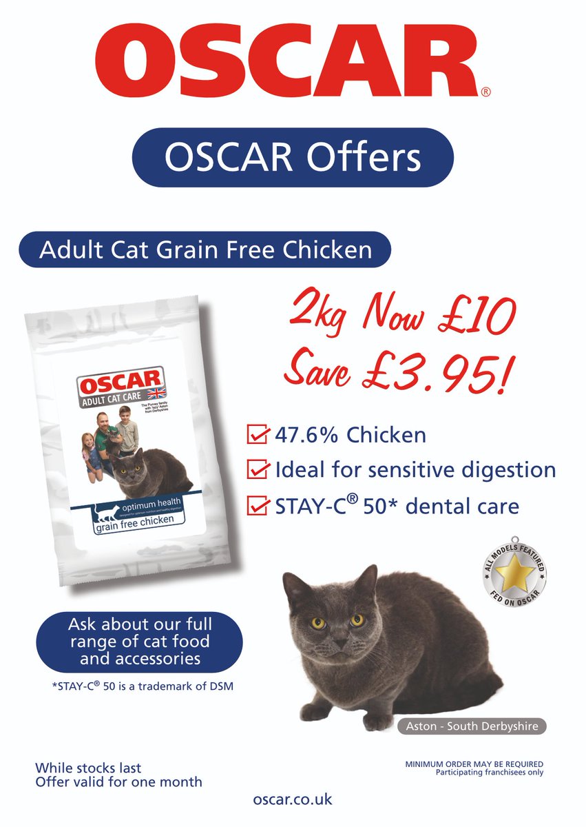 AlexOscarPet's tweet photo. Two great offers for March!

Oscar Adult Grain free Chicken cat food (2kg) £10 - saving you £3.95 

£1 off our 10 packs of Adult Wet Food for dogs in 4 great flavours: 
*Turkey &amp; Sweet Potato  
*Salmon &amp; Sweet Potato 
*Duck &amp; Rice
*Ocean Fish &amp; Rice

Contact us to order!🐕❤️❤️🐱 https://t.co/9yJ1xHNFGn
