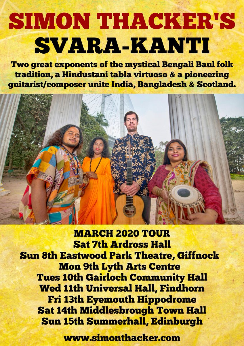 All set for what may well be my (and significant team's) biggest achievement touring in #Scotland/north #England: 8 date tour bringing together remarkable performers from #India & #Bangladesh #Baul traditions & a great tabla artist from #Kolkata in #SvaraKanti. Don't miss it 🤟