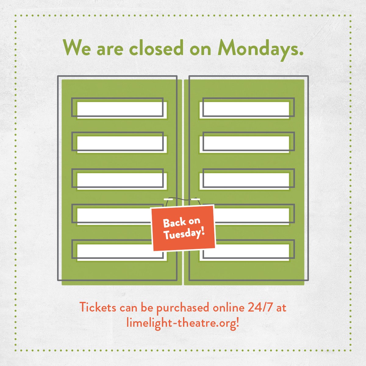DID YOU KNOW: Although we are closed on Mondays, you can purchase tickets or register for Limelight Theatre Education camps + classes online anytime at ow.ly/1PL750ywykL #InTheLimelight