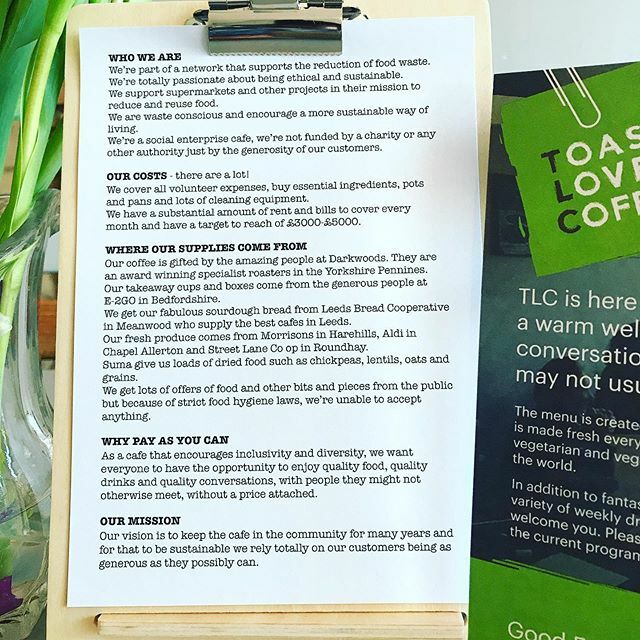 We’re open with a bit of a re launch and loads of information about #whoweare & #whatwedo #socialenterprise #ethical #sustainability #foodwaste #foodcycle #reuse #recycle #homemade #freshfood #vegan #vegitarian #coffee #cafe @toastlovecoffee #leeds #hare… ift.tt/2x39K6W