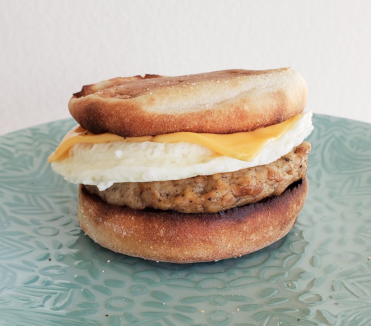 What's for breakfast? Bay's sourdough english muffin, turkey sausage, egg white and cheese! #foodporn #food #foodies #breakfast