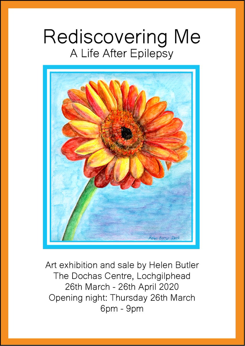 Helen Butler is holding an art exhibition and sale called Rediscovering Me A Life After Epilepsy! The exhibition begins on #PurpleDay on 26 March at The Dochas Centre, Lochgilphead. #art #epilepsy #PurpleDay2020