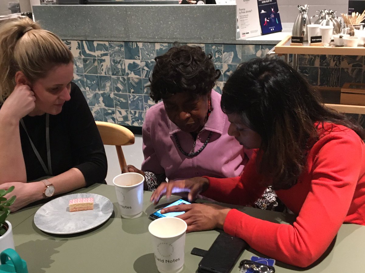 NorthLDNCares's tweet photo. At Gizmos and Gadgets tonight Catherine, Alice and Marlene are picking up some top tech tips from their younger neighbours. Marlene has been keeping everyone entertained with stories from her acting career. https://t.co/HRAYbjur3G