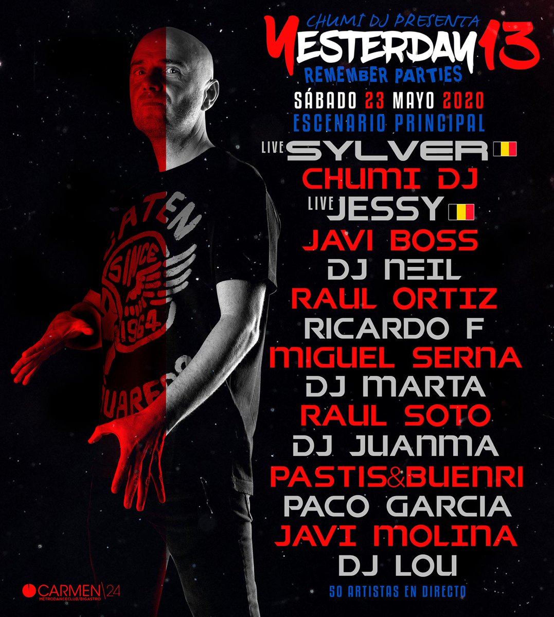 Tengo el placer de comunicaros que estaré el próximo Sábado 23 de Mayo en el escenario principal de Yesterday Remember Parties by Chumi DJ junto a grandes artistas. Go go go : )