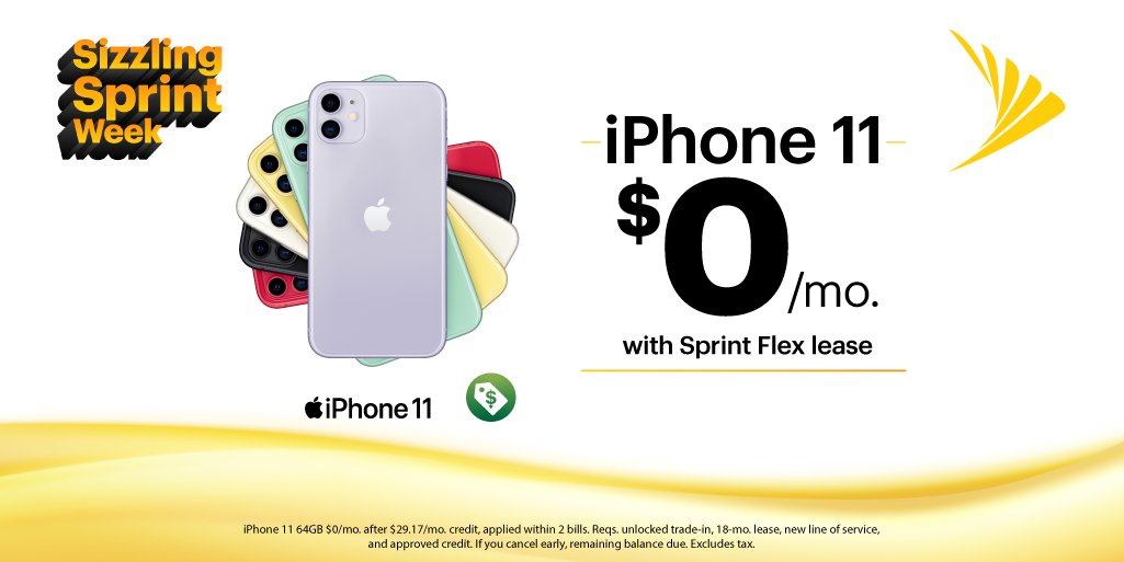 Sprint4NoCal's tweet photo. Sizzling Sprint Week savings! Switch to Sprint and lease the amazing iPhone 11 for just $0/mo. when you trade-in your iPhone 6s or newer in ANY condition. Visit a #Sprint Store today near you ➡️ https://t.co/n8hLAB3Uat
 
#NorCal #SSW #SwitchToSprint #Mobile #Network https://t.co/wvFecirSoa