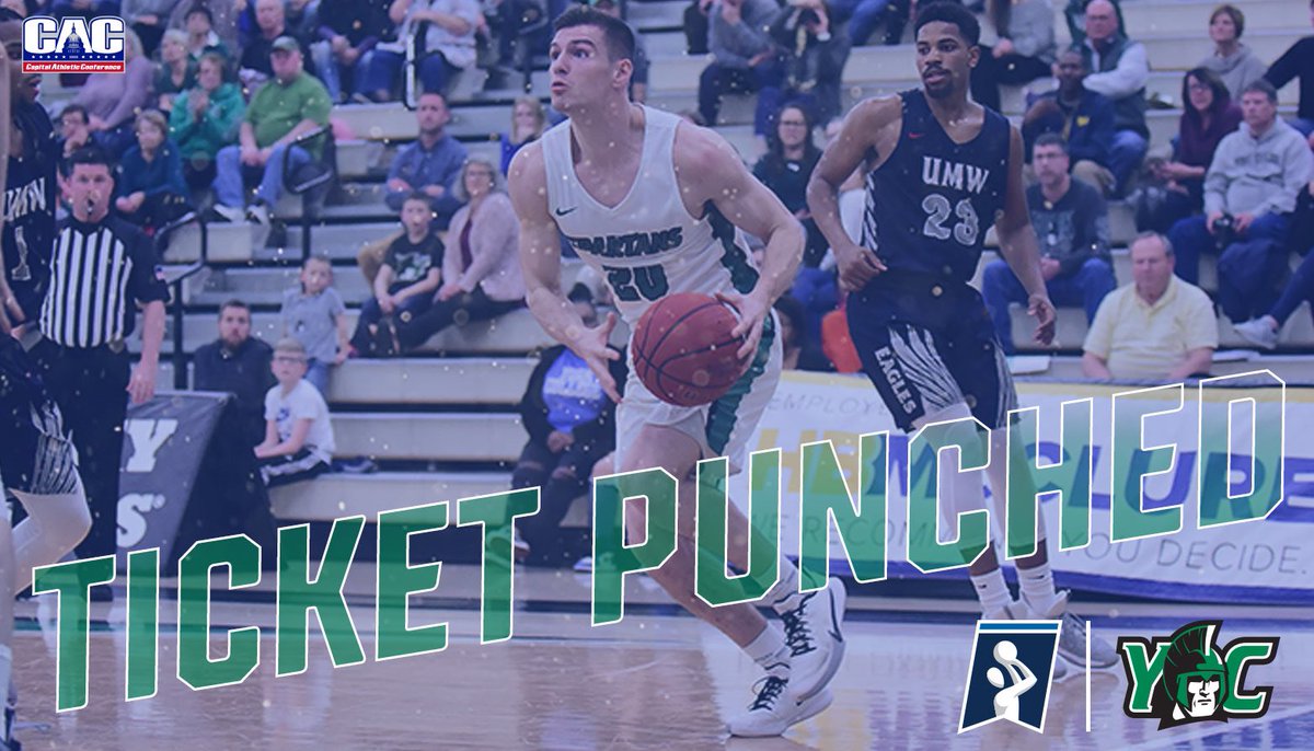 C2CAthConf's tweet photo. 🏀 𝙏𝙄𝘾𝙆𝙀𝙏 𝙋𝙐𝙉𝘾𝙃𝙀𝘿 🏀

@YCPMBasketball will battle St. John Fisher in the 1st Round of the NCAA Tournament @ Mount Union

Congrats to the Spartans!

#CACMBB | #D3MBB https://t.co/yvrPPXKQWL