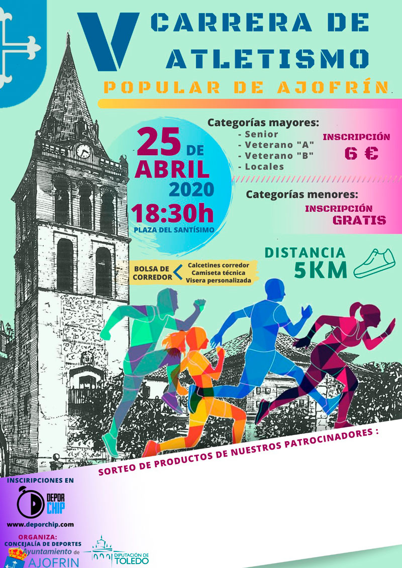 ⏱ ¡Las inscripciones para la V CARRERA POPULAR DE AJOFRÍN ya están abiertas!

🗓 25 de Abril de 2020
🕡18:30h
👉 Más información: bit.ly/DCPopularAjofr…

¡Os esperamos!

#DCPopularAjofrin