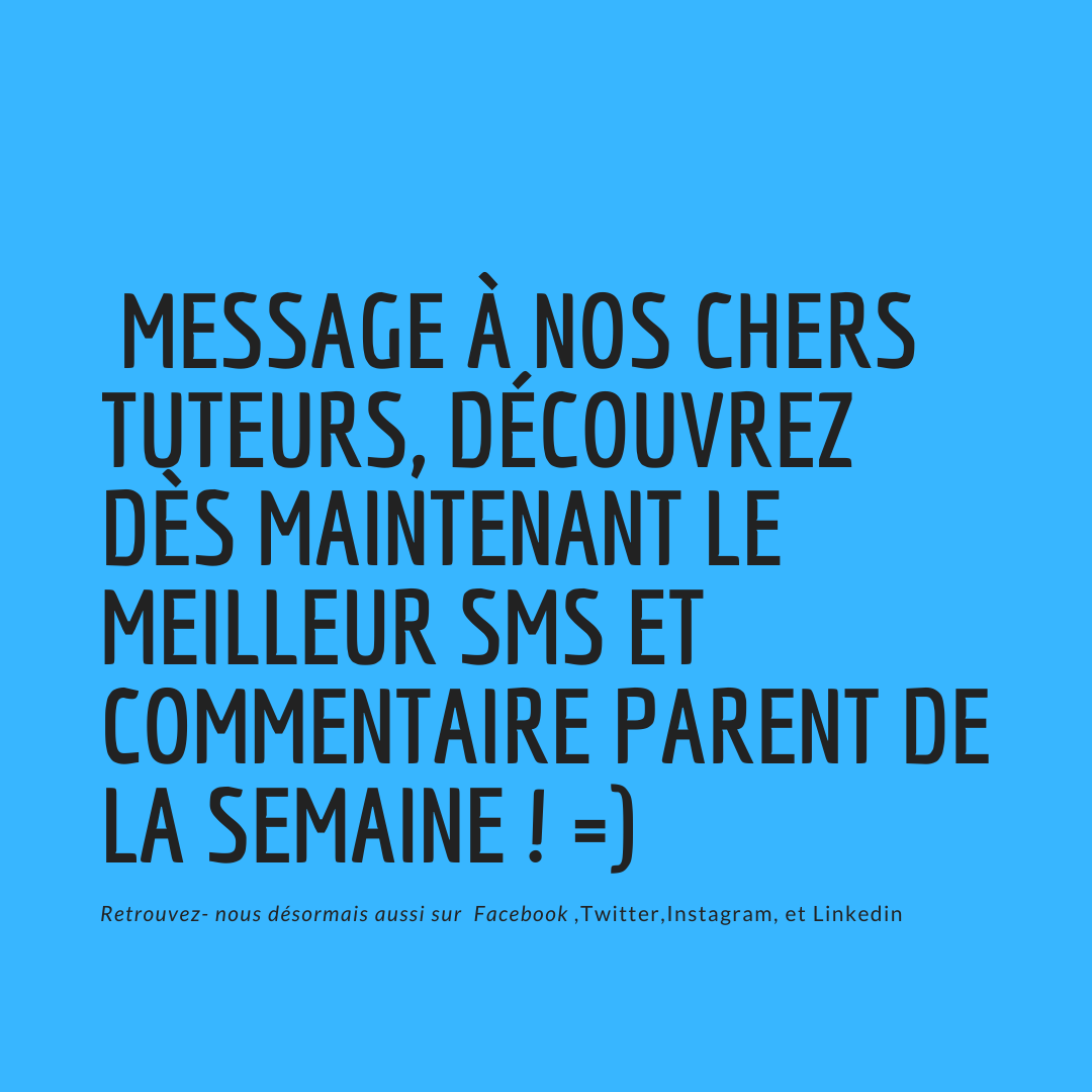 AlphaEducation5's tweet photo. Mes Chers tuteurs,Visage rigolard avec des yeux rieurs
Voici le nom des personnes avec le meilleur SMS et commentaire de la semaine 

• Le meilleur sms ! Charlotte Braak

• Le meilleur commentaire parent de la semaine ! Bérénice

Bonne semaine à vous chez l'#étudealpha ! https://t.co/P94srdnafd