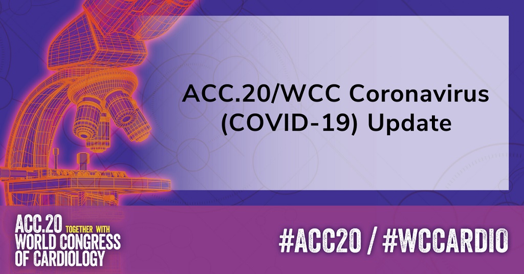 ACCinTouch's tweet image. #ACC20/#WCCardio is slated to take place as scheduled in Chicago (3/28-3/30). The health, safety and well-being of all attendees is always our #1 priority and we continue to closely monitor #WHO and #CDC updates/recommendations. Learn more: bit.ly/2VB9R3E
