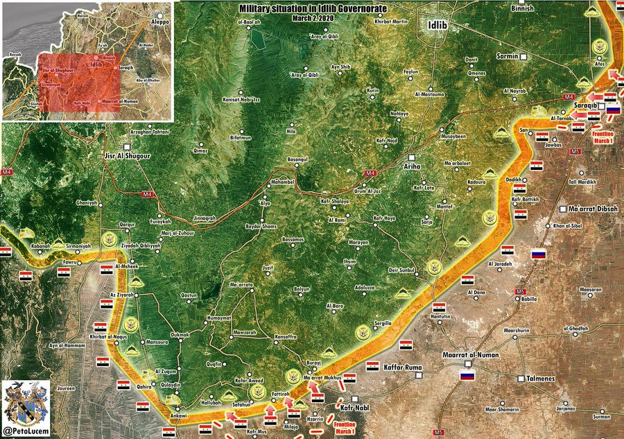 JacquesFrre2's tweet photo. ⚠️Toujours des combats signalés W & NW de #Saraqib 💥
La #M5 n'est pas encore sécurisée : elle le sera une fois #Saraqeb totalement nettoyée et les villages de #Jawbas (SW) & #Afes (Nord) libérés⚡️Des renforts #SAA sont sur zone 🇸🇾
#Russie #Syrie #Idlib #Turquie #ErdoganWar https://t.co/CrYX9f1g4V