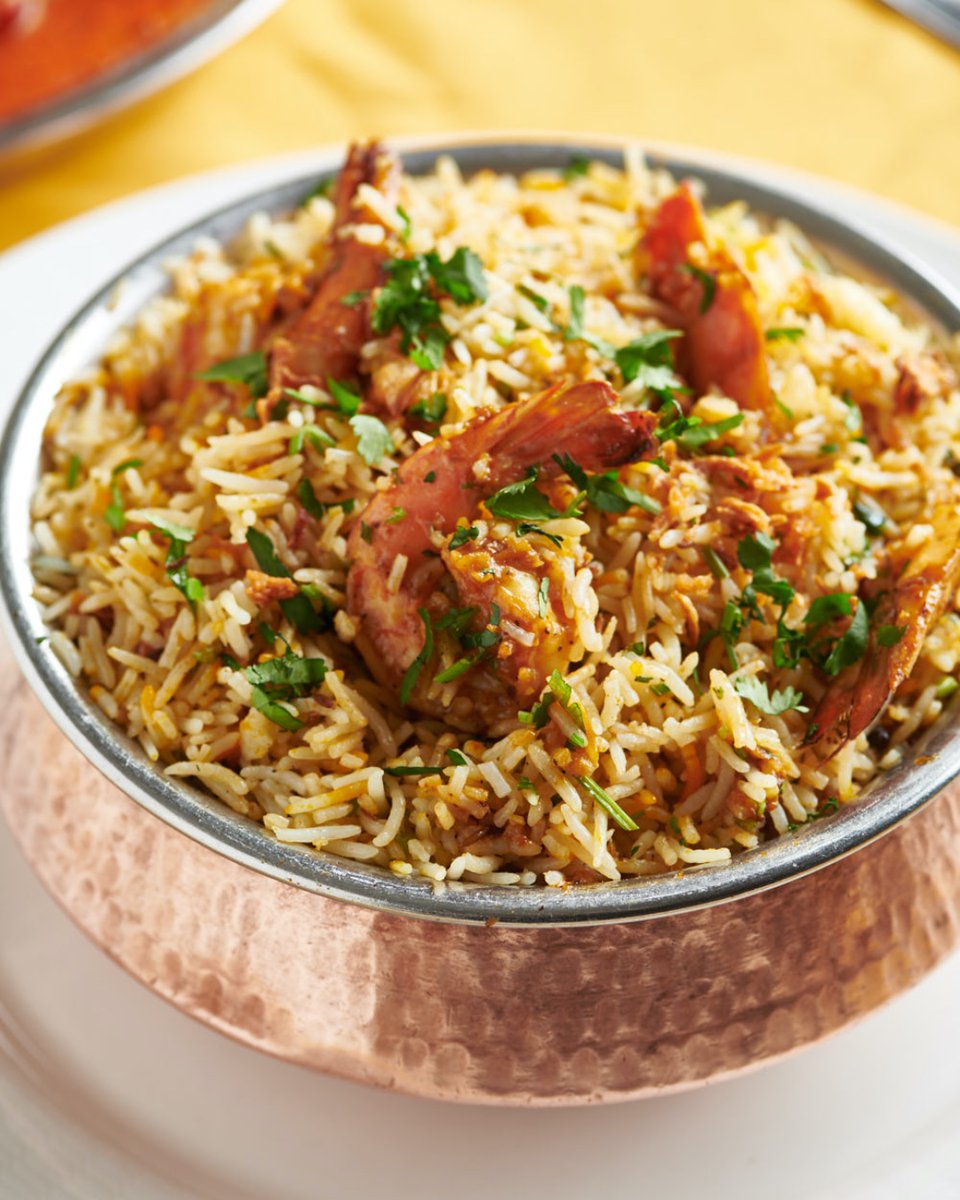 Akbar_LI's tweet photo. Our juicy Shrimp #Biriyani is prepared with saffron, a variety of herbs and served with slow cooked basmati rice. #AkbarLI https://t.co/DuMVbNaZ9t
