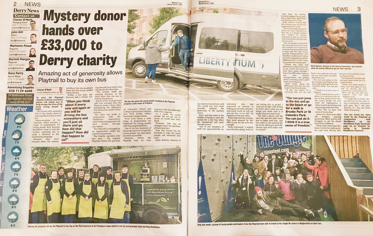 HeadlinersNI's tweet photo. Check out todays article on @DerryNow page 2 &amp; 3 on our recent project with @ThePlaytrail 📸 brilliant story and a fantastic team behind us 🎥💪 if you haven’t seen the film yet visit Headliners Foyle on Facebook 😃 (Link below ⬇️) https://t.co/mMIKKpT1ty