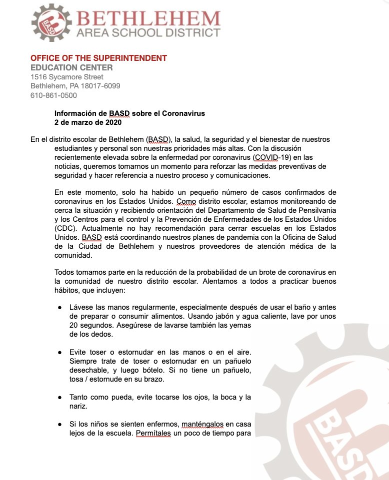 Basd On Twitter Basd Information Related To The Coronavirus Covid 19 This Information Is Provided In English And Spanish Read The Information At This Link Https T Co Hspspgvqtj Https T Co Mks895gftk