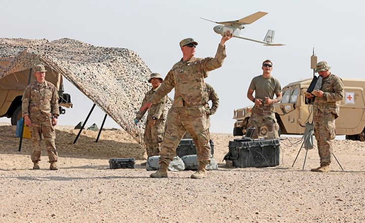 4thInfDiv's tweet photo. Raven unmanned aerial vehicle operators from #3ABCT, #4ID prepare to launch a Raven during training at a range at Camp Buehring, Kuwait September 28th, 2019. (U.S. Army photo by Sgt. Liane Hatch)
#Ready2Fight #MeetYourArmy #Military #USArmy https://t.co/H2TPut1DSy