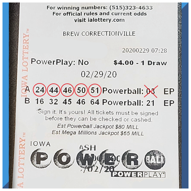 ialottery's tweet photo. Ever wonder what a $1 million-winning ticket looks like? Shane Saxen of #Correctionville can show you! He won a big #Powerball prize on this ticket he bought at Brew, 404 11th St. in Correctionville. He claimed his prize this morning. Way to go, Shane! #WooHooForYou https://t.co/IkwBo0wmKN