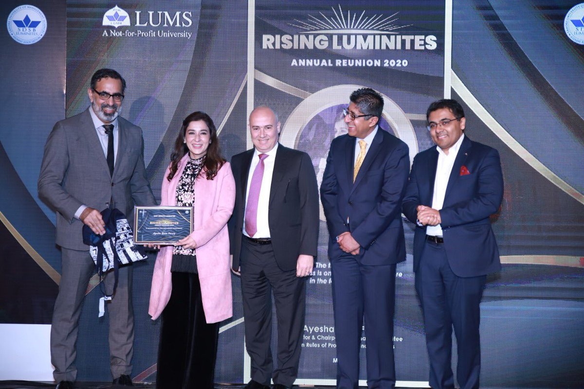 AyeshaRaza13's tweet photo. Humbled, honoured, grateful!
Dedicate this #PrideOfLums award to all those whoโve inspired me,encouraged me, supported me & have worked alongside me-enabling me to deliver to the best of my abilities.
Thank you Syed Babar Ali, Dr Arshad Ahmad,VC LUMS, President & VP LUMS alumni https://t.co/h3lDqcirLq
