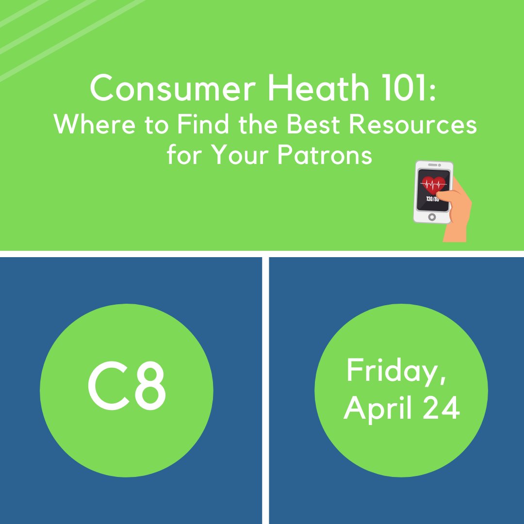 alcjpl's tweet photo. Join presenter Lauren Seal as she provides insight on finding the best consumer health info for patrons!

Are you confused as to what "health literacy" is? Learn about some of the best consumer health info, and how to be a more competent health information searcher.

#alcjpl https://t.co/qB2xT7fUm8
