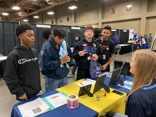teachonamission's tweet photo. @DVISD_DVMS students enjoyed time at the Expo Center for their annual college and career STEM fest. We are so #DVPROUD #WritingOurOwnScript #OnAMissionForSuccess https://t.co/9nugQjLyZ7