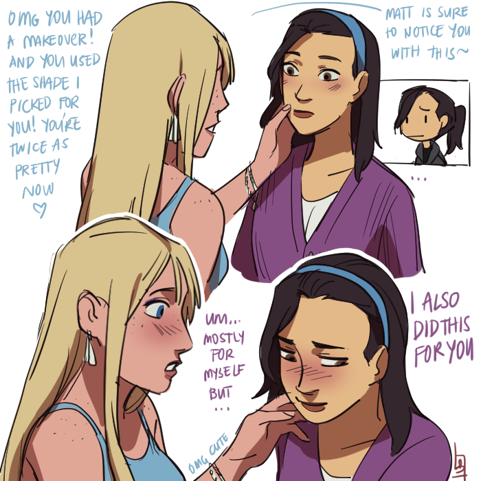that "plain girl gets a 'beauty' transformation at the end of the narrative to impress a guy" trope but it's gay &amp; for self-care 