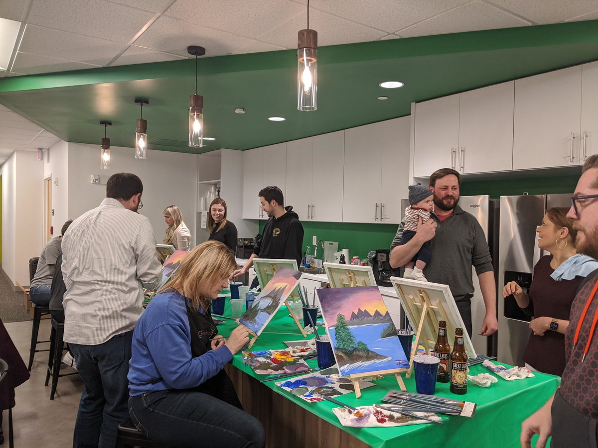 HMBinc's tweet photo. Last week we had our Paint and Sip night! I guess our HMBer's are also professional painters 😆.
#lifeatHMB #culturematters #afterworkfun https://t.co/R5MQxdtgse