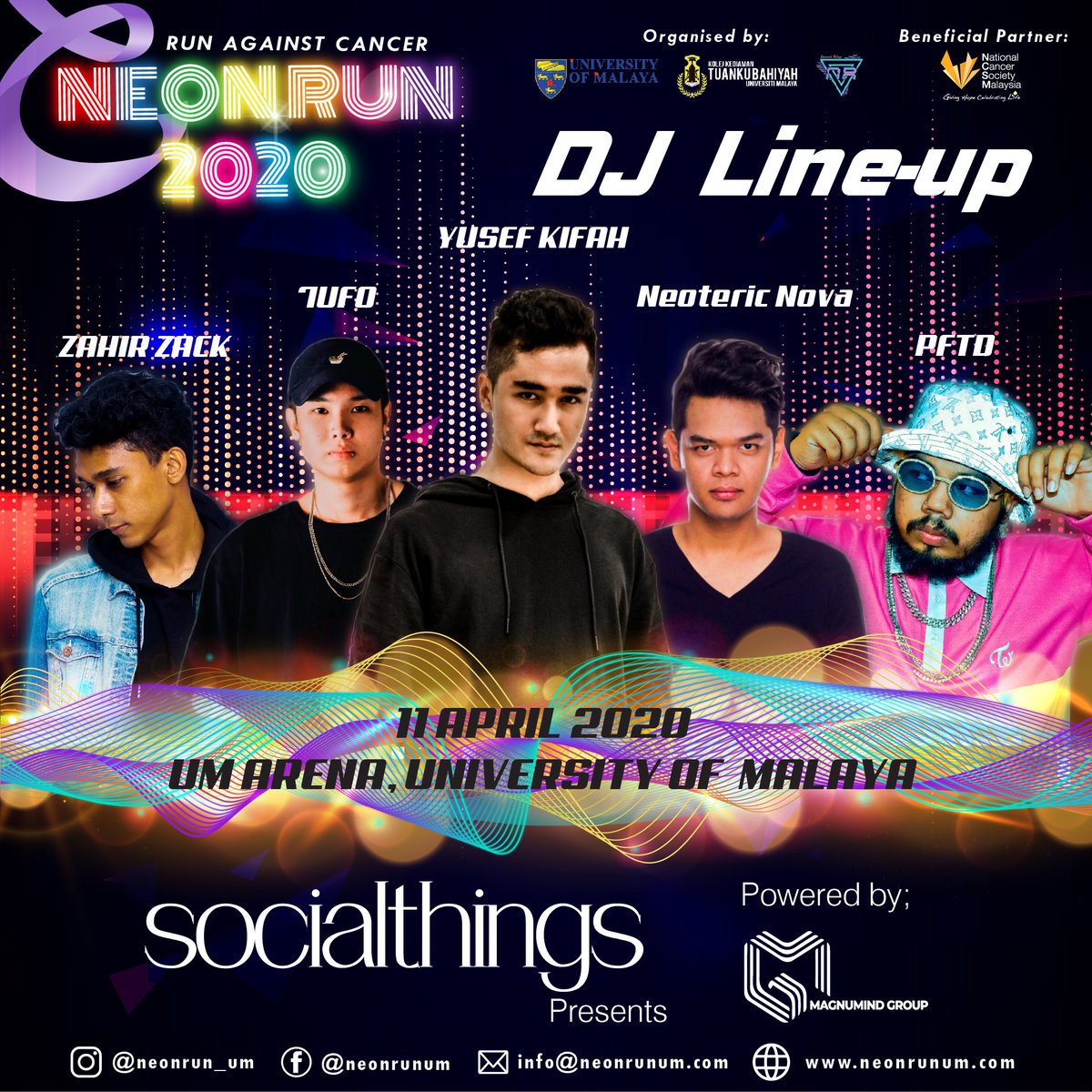 ShaffRaffzey's tweet photo. I'll be on stage again this year as @NeotericNova with the finest acts for 5KM NEONRUN 2020 AGAINST CANCER @UniversitiMalay on 11th April 2020. Grab your tickets now via online. #Rave #EDM #Charity #RUNAGAINSTCANCER #NeonRun #oursocialthings https://t.co/s1MtK6yGgH