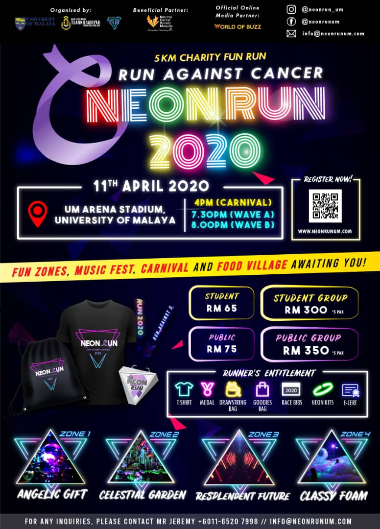 ShaffRaffzey's tweet photo. I'll be on stage again this year as @NeotericNova with the finest acts for 5KM NEONRUN 2020 AGAINST CANCER @UniversitiMalay on 11th April 2020. Grab your tickets now via online. #Rave #EDM #Charity #RUNAGAINSTCANCER #NeonRun #oursocialthings https://t.co/s1MtK6yGgH
