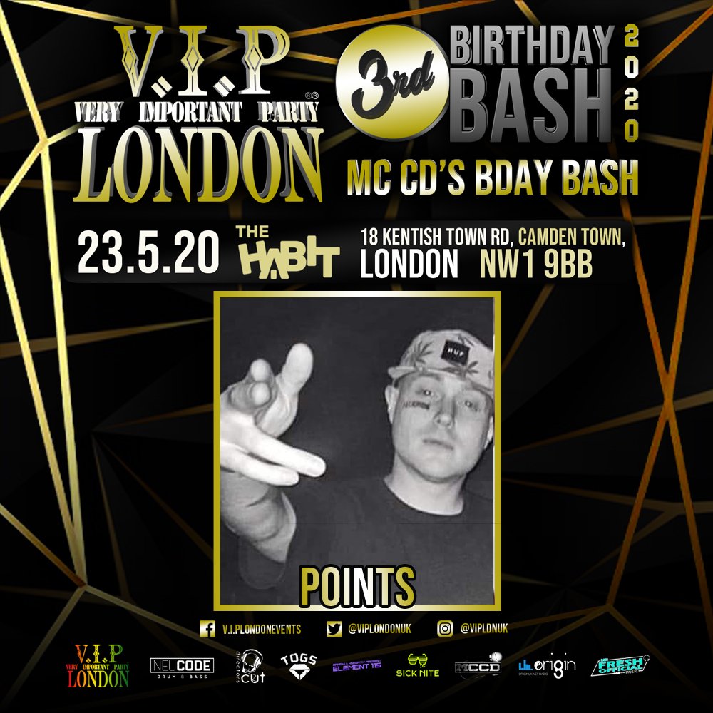 VIPLondonUK's tweet photo. Points is performing at our 3rd Birthday Bash, bringing spraying some NEUCODE flows...
#VIPLondon πΎ
#VeryImportantParty π
#NEUCODE π https://t.co/fuYOA5J20F