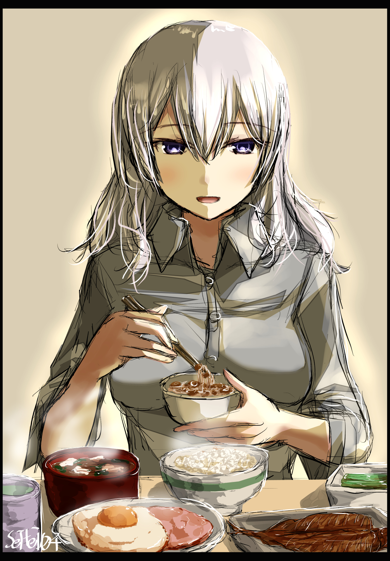 Seitei Auf Twitter 出勤前の髪を下ろした鹿島と朝御飯 艦これ版深夜の真剣お絵描き60分一本勝負 艦これ版真剣お絵描き60分一本勝負 0302 T Co H49x3dpti0 Twitter
