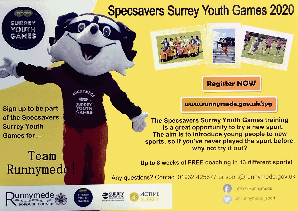 Try something new.... Surrey Youth games 2020 are looking for young people to get involved in sport... If you are in the year stated, turn up for 8 weeks of free coaching!! #getinvolved #trysomethingnew <a href="/MagnaCartaSch/">Magna Carta School</a> <a href="/Runnymede_Sport/">Runnymede BC Sport</a>