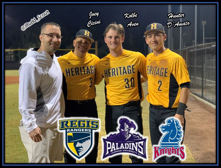 Was great getting down to Florida and watching these guys compete in their senior season. From @_AHbaseball_, the @MaxPreps #20-ranked team in the country, commits @j_cicini3 (@RegisUBaseball), @kolbe_aven (@FurmanBaseball) and @DamatoHunter (@FDUKnightsBase). Studs.