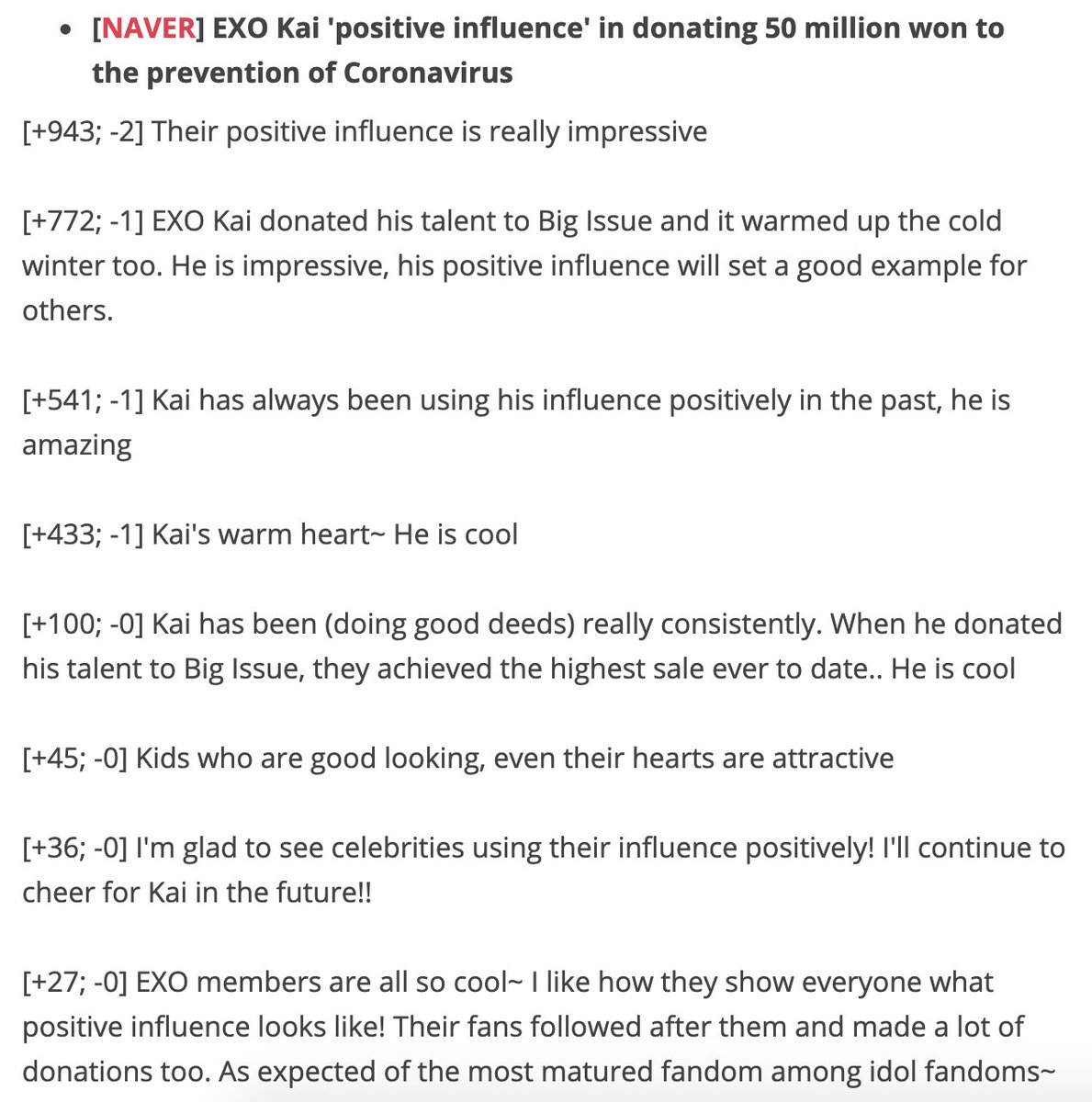 netzonexo's tweet photo. [Naver] #EXO #KAI Donated To The Prevention Of Coronavirus @weareoneEXO 
link: https://t.co/F6IZ4VPygp https://t.co/7Rg0LAvdGl
