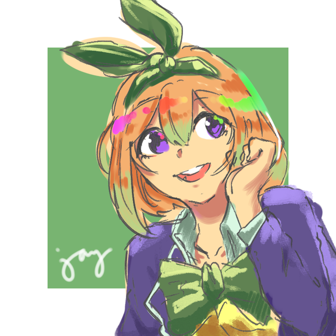 Jade 💚 NOV COMMS OPENさんがTwitterに投稿した中野四葉(五等分の花嫁)のイラスト。