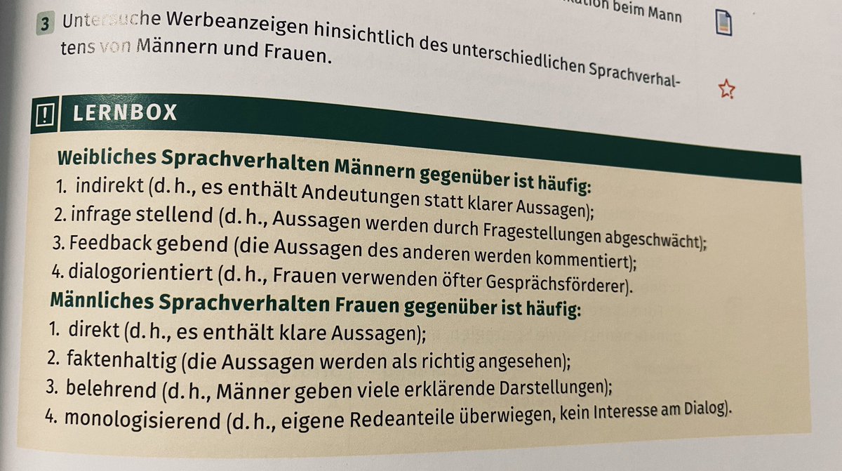 laberfach's tweet image. Lieber #Westermann-Verlag,

EUER ERNST?! In der Neuauflage (2020!) des Klartext-Deutschbuches gibt es ein ganzes Kapitel zum Eintrichtern pseudowissenschaftlicher, überlagerter Geschlechter-Klischees?! 🙄🙄🙄🤦🏼‍♂️
@AlmutSchnerring #Twitterlehrerzimmer #Lehrerleben