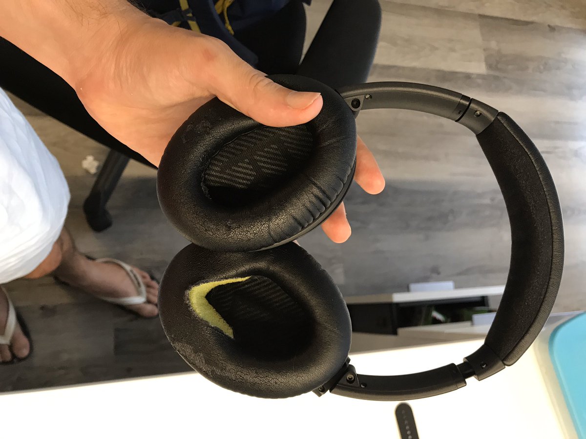 Andrew_Tainton's tweet photo. @Bose please explain this to me. I have had both the qc 25 and the qc 35. Both times the ear pads have torn. How can you guys not improve on this? These products are meant to be quality https://t.co/NlI9I6ghhF