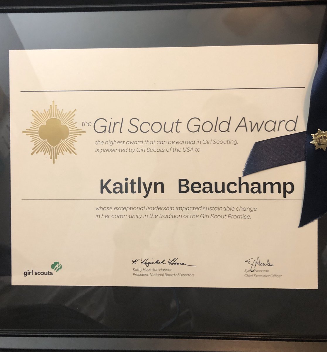 On March 1st,  I became apart of the 5.4% of Girl Scouts who earn the Gold Award! As of today I’m officially a Girl Scout Gold Award Member!! ❤️ Thank you to everyone has helped me along the way!! #gsgoldaward @GirlScoutsWOH @girlscouts
