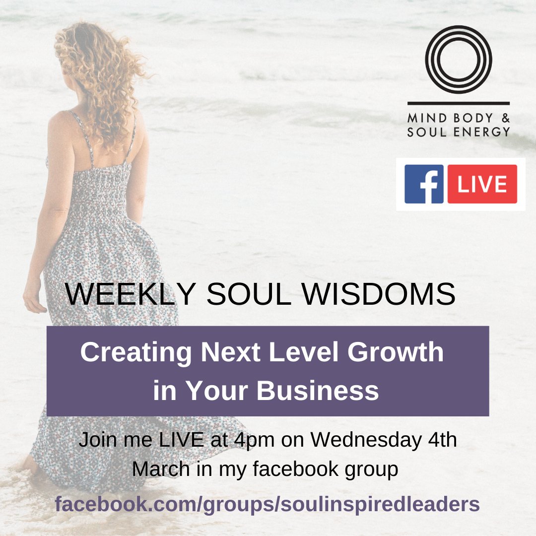 I'm so excited to be talking about creating next level growth in your business. Join me for some tips to expand your thinking, new action and take your business to the next level! It's live in my Private Facebook group on Wednesday 4pm Click the link here facebook.com/groups/soulins…