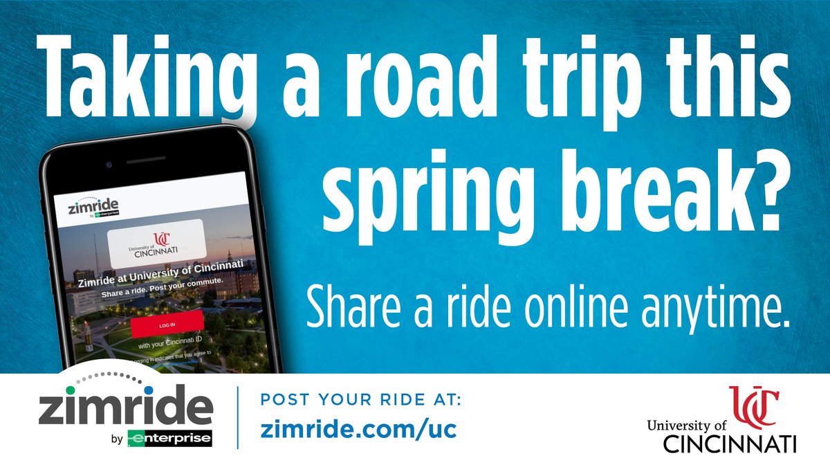 Taking a road trip this Spring Break post a trip on Zimride to find a rideshare and save.  It’s free! #ZimrideGreatMinds 
zimride.com/uc