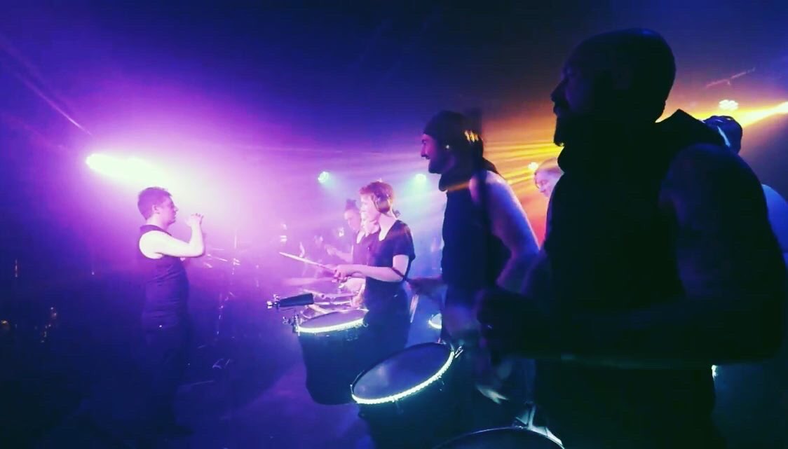 harbsdrumcrew's tweet photo. Some cracking stills from footage of last night’s gig shot by @TH65 - thanks to everyone who came down! #drums #drummers #industrial #drumcore #edinburghgigs #edinburghmusicscene @welovelabelle https://t.co/fZNmXmm74C