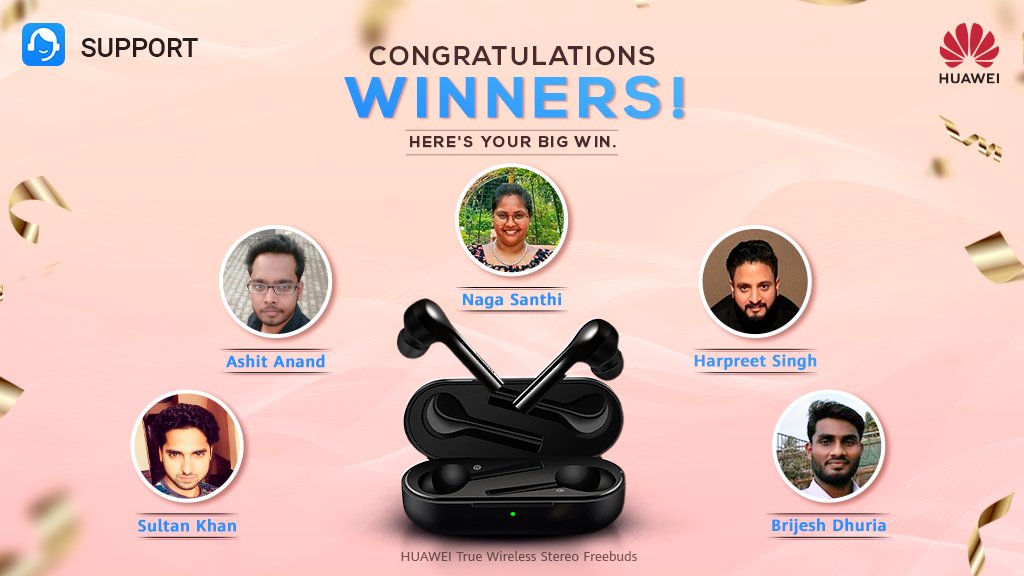 HuaweiIndia's tweet image. Hey people! Thank you for your amazing responses to the Huawei Support Giveaway contest. Winners, DM us your details as the Huawei True Wireless Stereo Freebuds are on your way!

#SupportApp #HuaweiIndia #ContestWinners #Congratulations