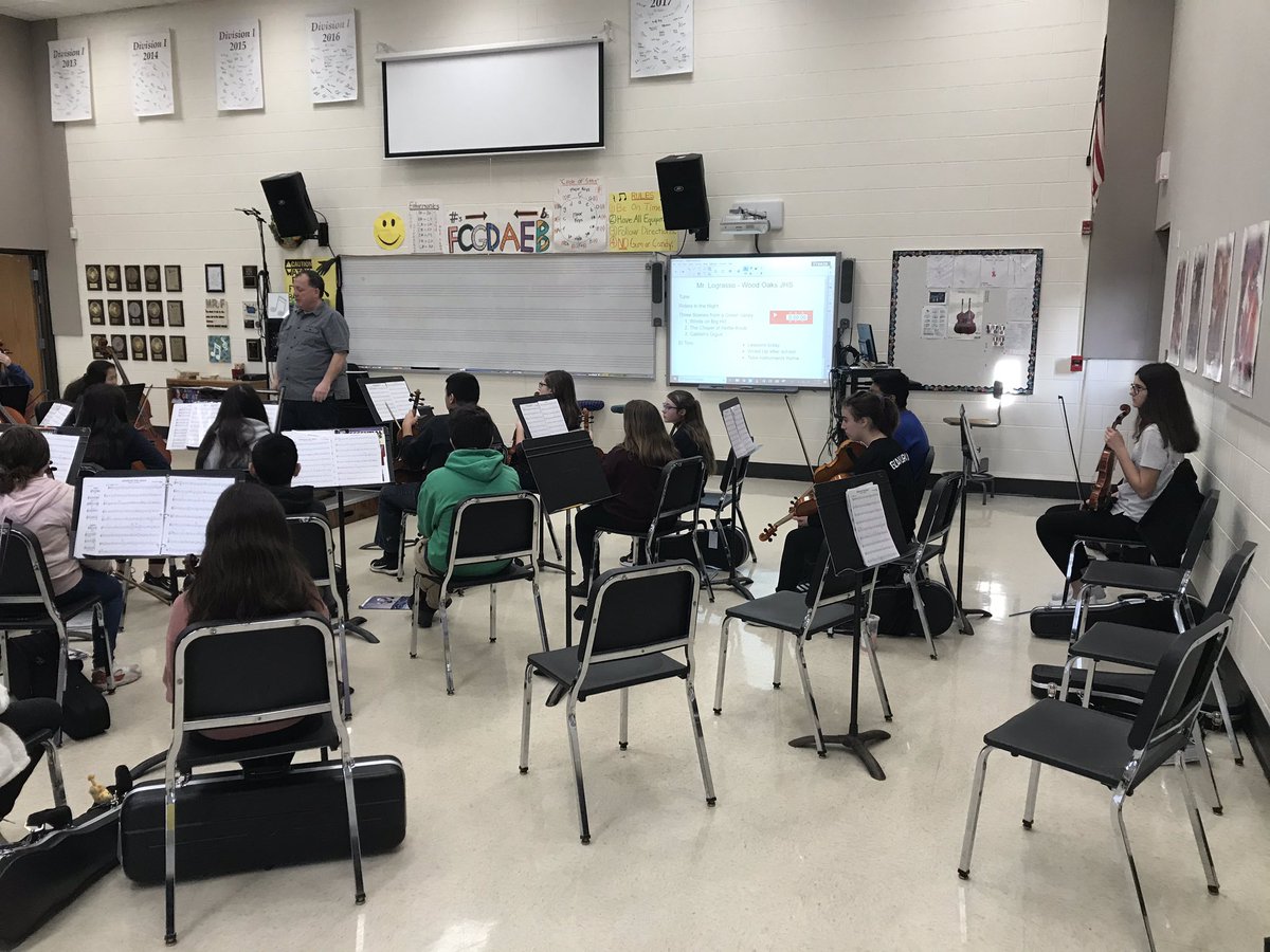 Concert Orchestra had the opportunity to work with Mr. Lograsso from Wood Oaks Junior High School this morning. #d45learn4life #orchestraisfun #jcsfund