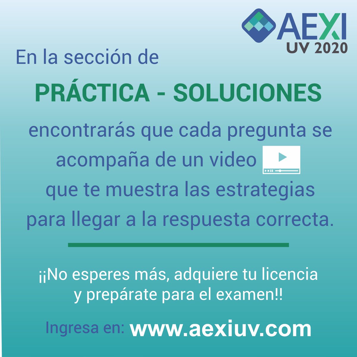 #AspiranteUV2020 ¡prepárate para el examen de admisión! Con #AEXIUV identifica las áreas en las que debes mejorar y aprende estrategias para resolver problemas 👇😎👊👍👏