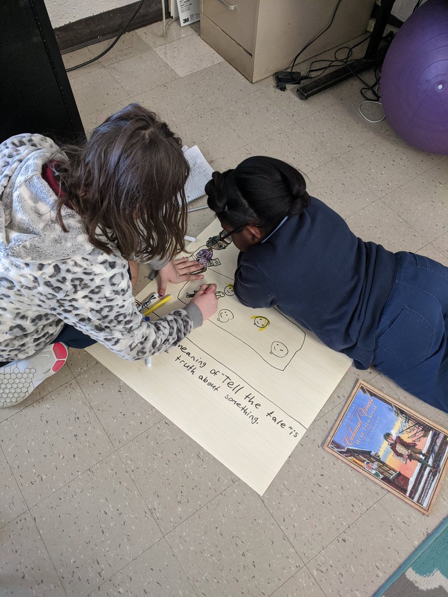MsBurns317's tweet photo. Illustrating idioms to reinforce our understanding of figurative language 😁 #jwses4th #seabrookbobcats @WitWisdomELA https://t.co/ZisXV7GlD0