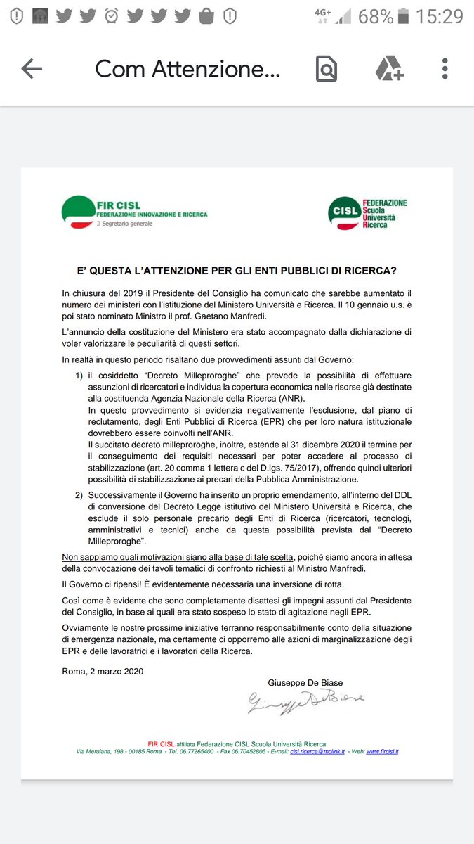 fircisl's tweet photo. È questa l'attenzione per gli Enti Pubblici di  #Ricerca? https://t.co/3JTUgk3mGj