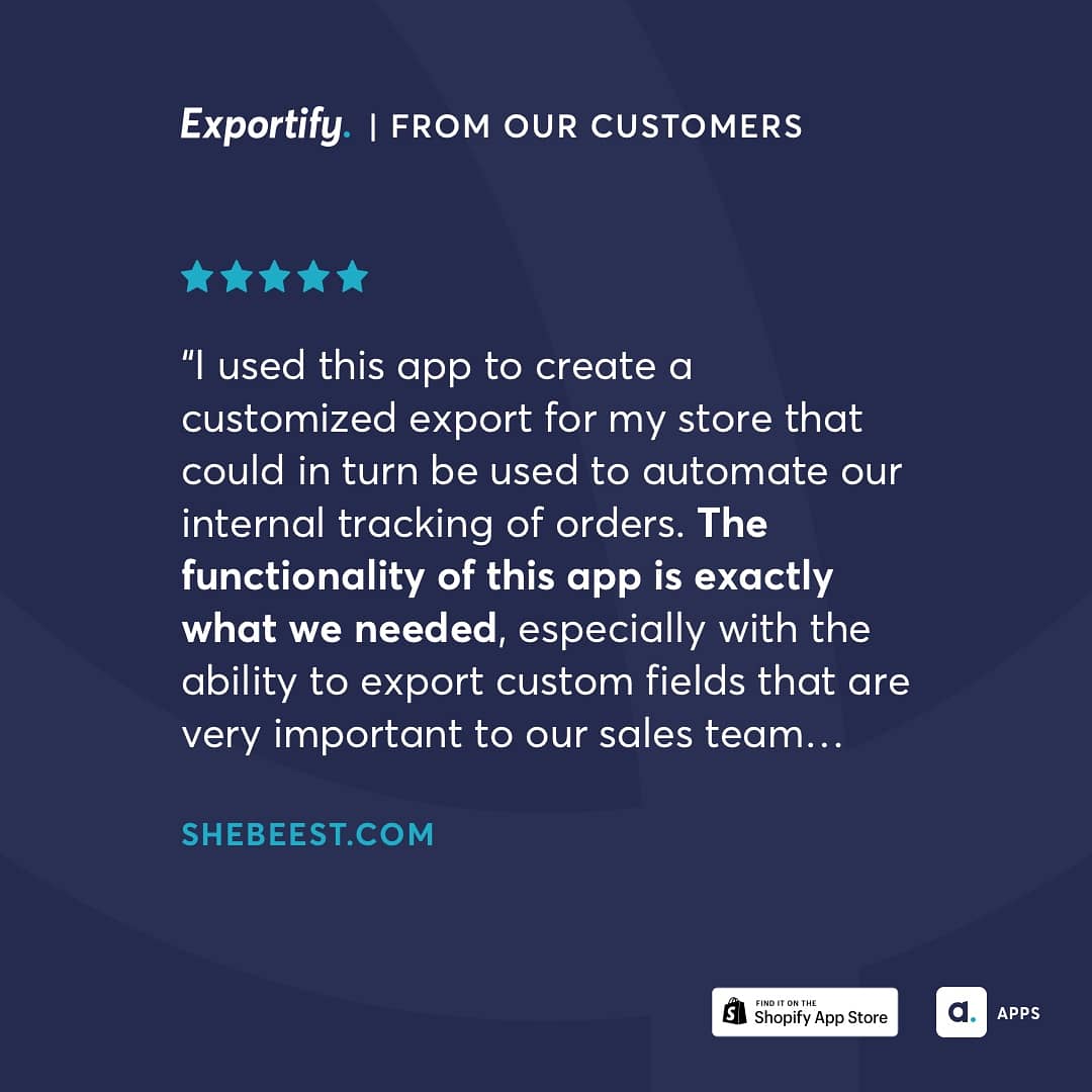 AbleSense's tweet image. Well NOW we&apos;re blushing! 😊

Thanks for the kind words,  @shebeest! 😚

#5starreview #exportify #shopifyapp