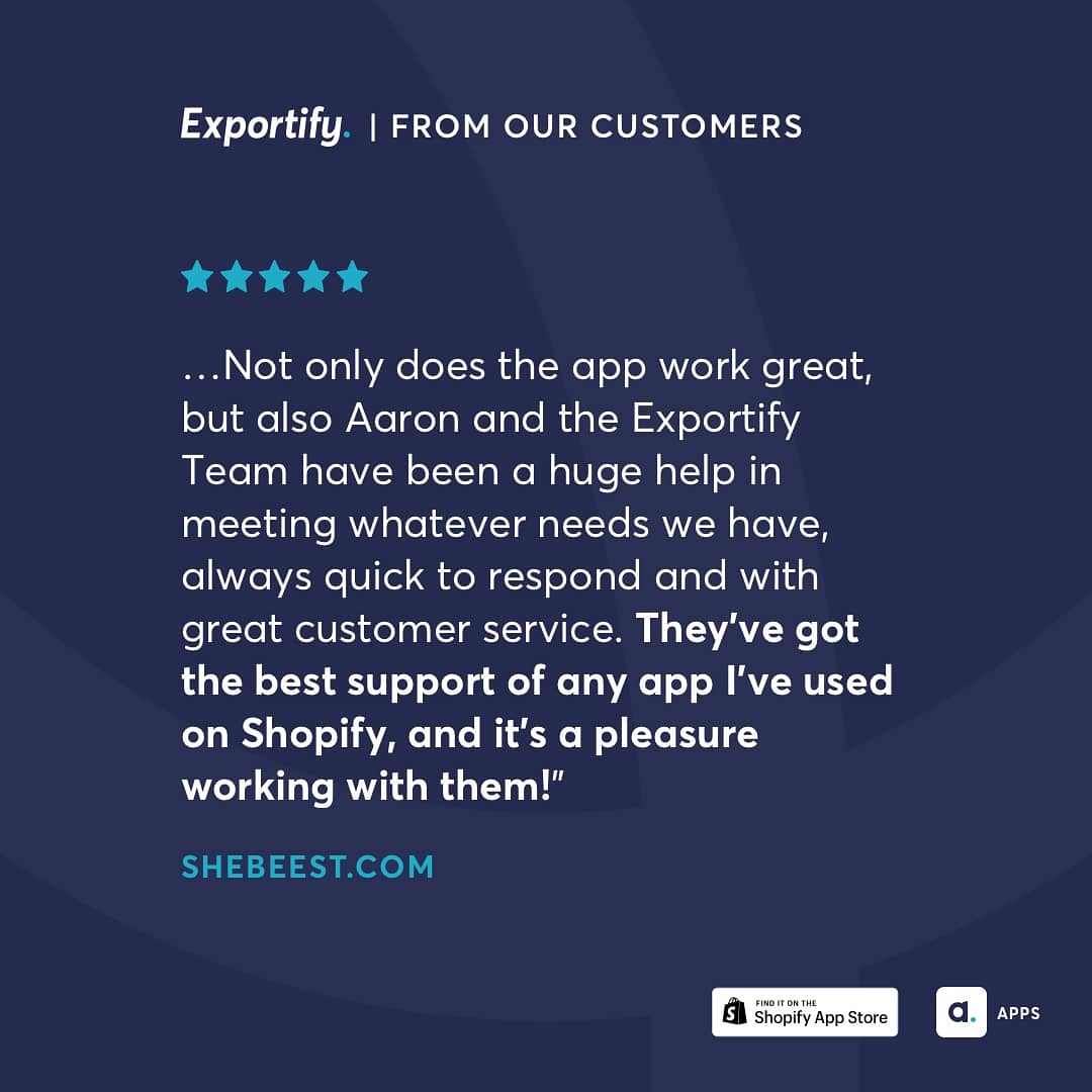 AbleSense's tweet image. Well NOW we&apos;re blushing! 😊

Thanks for the kind words,  @shebeest! 😚

#5starreview #exportify #shopifyapp